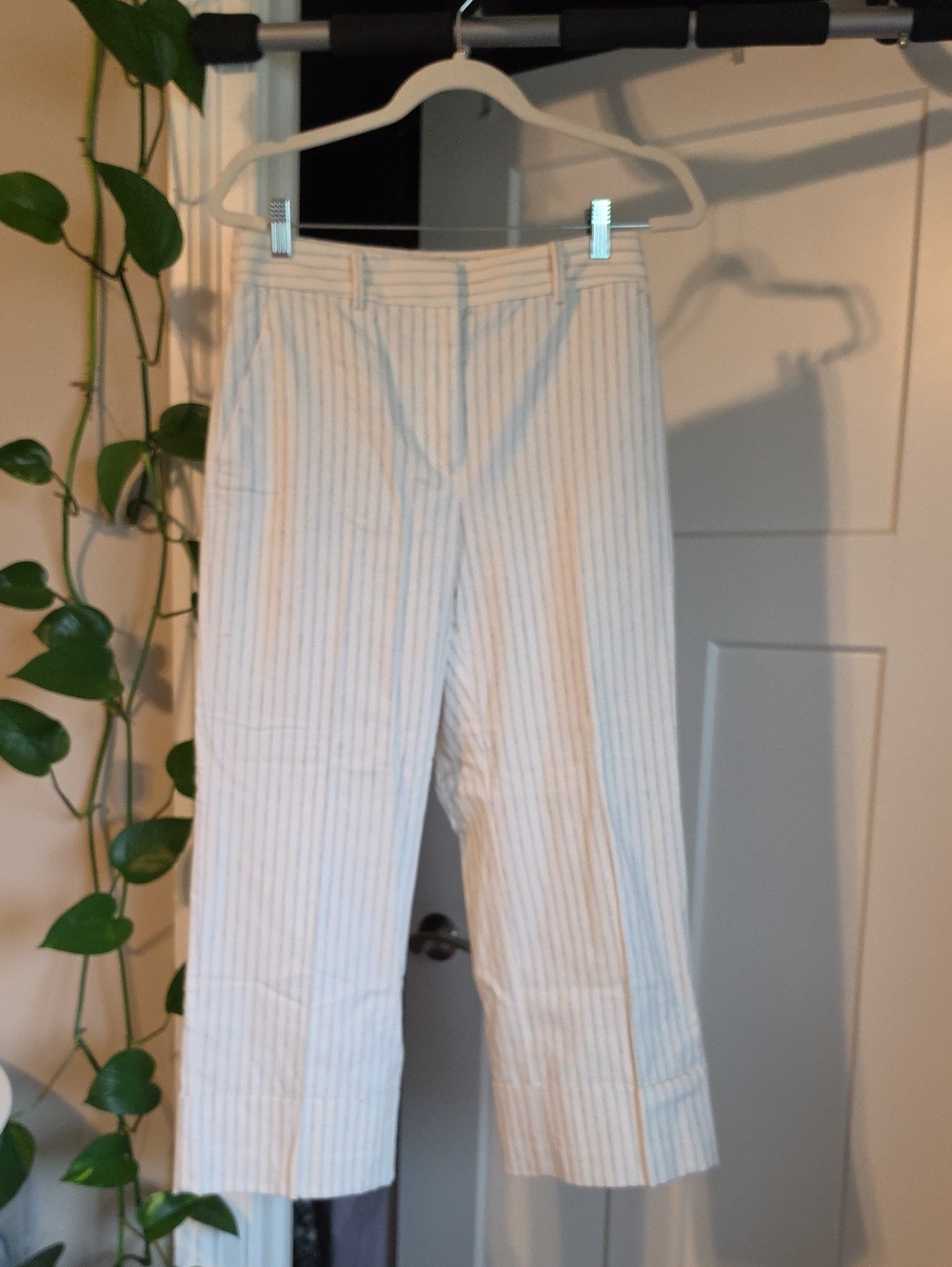 🆕️ LOFT Cream Pants with Light Blue Pinstripes